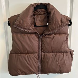Brown Cropped Puffer Vest